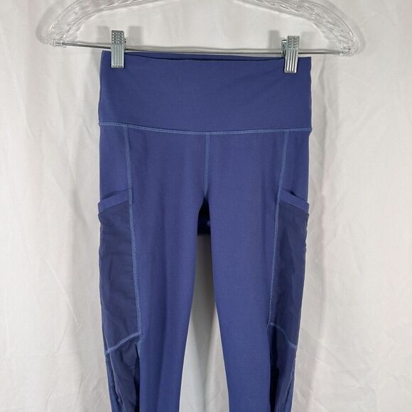Fabletics Leggings Women's Small Blue Pull On Mid Rise Stretchy Side Mesh - Picture 2 of 9